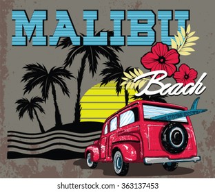 Van Surf Illustration, t-shirt graphics, vectors, typography