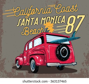 Van Surf Illustration, t-shirt graphics, vectors, typography