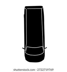 Van-Draufsicht in schwarzer Silhouette, Vektorformat für Karten- und Navigationsthemen, perfekt für Transportplanung, Infografiken, UI-Karten und Designprojekte.