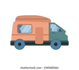 Camioneta con remolque para el verano camping cartoon ilustración vectorial aislada.