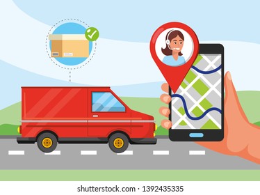 van transport and hand with gps location and call center service