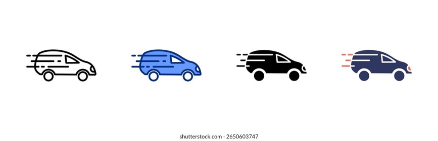 Van Transport icon sheet colección de múltiples estilos