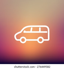 Van transport icon thin line for web and mobile, modern minimalistic flat design. Vector white icon on gradient mesh background.