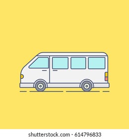 Van Transport Line Style Vector Illustration
