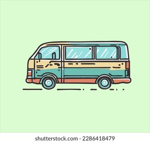Van transportation hand drawn style, hand drawn car illustration design