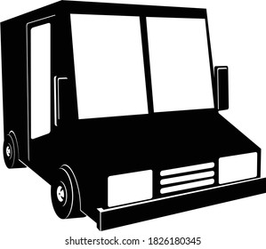 Camión o camión en ilustración vectorial de silueta negra