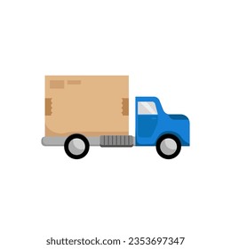 Icono de diseño plano de envío de carga de camioneta o camión