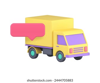 Van truck cargo transportation automobile delivery moving service with quick tips 3d icon realistic vector illustration. Commercial freight vehicle with container lorry shipment industrial transport