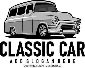 van truck classic vintage illustration design vector