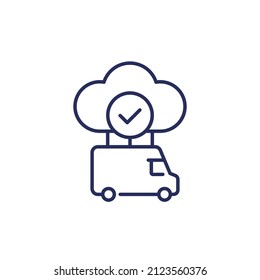 van or truck connected to a cloud line icon