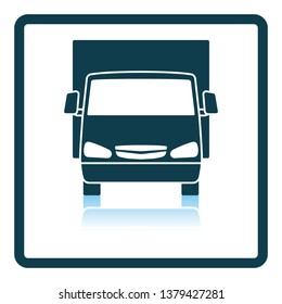 Van truck icon front view. Square Shadow Reflection Design. Vector Illustration.