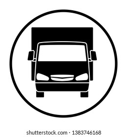 Van truck icon front view. Thin Circle Stencil Design. Vector Illustration.
