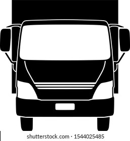 Van Truck Icon Front View. Black On White. Vector Illustration.