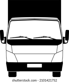 Vista frontal del icono de Van Truck. Icono de camión de entrega. Ilustración vectorial
