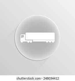 Van truck icon on a white button with shadow 