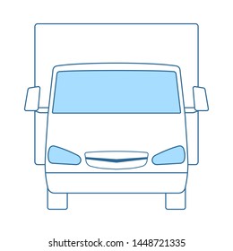 Van Truck Icon. Thin Line With Blue Fill Design. Vector Illustration.