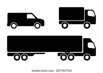 van, truck and lorry icon. simple flat design - vector