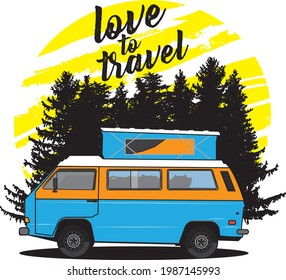van truck with love to travel sign