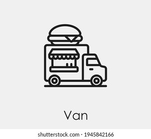 Van vector icon. Editable stroke. Symbol in Line Art Style for Design, Presentation, Website or Apps Elements.  Pixel vector graphics - Vector
