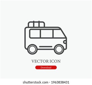 Van vector icon.  Editable stroke. Symbol in Line Art Style for Design, Presentation, Website or Apps Elements, Logo. Pixel vector graphics - Vector