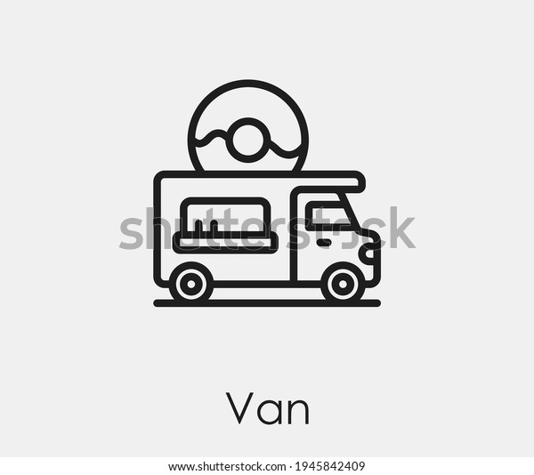 Van vector icon. Editable stroke. Symbol in Line\
Art Style for Design, Presentation, Website or Apps Elements. Pixel\
vector graphics - Vector