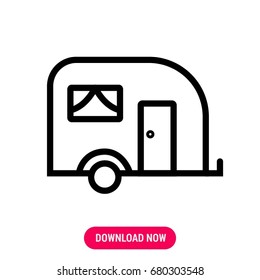 Van vector icon, The outlined symbol of camion with door and window. Simple, modern flat vector illustration for mobile app, website or desktop app   