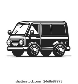 Van Vector Illustración. Silueta de coche furgoneta