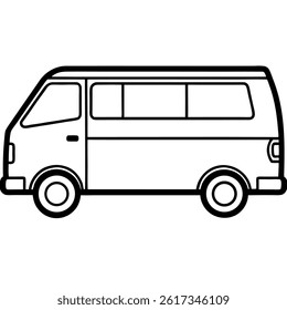 Van vector line art on white background