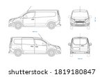 Van vector template for car branding and advertising. Light commercial van marketed by multiple brands - Second-generation. Truck blueprint. Delivery truck empty template. Blank commercial truck. Ford