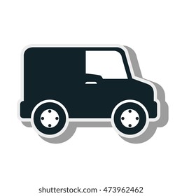 van vehicle cargo delivery distribution service silhouette vector illustration