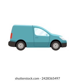 Van vehicle light blue coloured flat style vector illustration