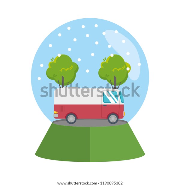 van vehicle with snow\
sphere