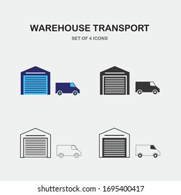 van at warehouse vector icon for transport cargo goods and services
