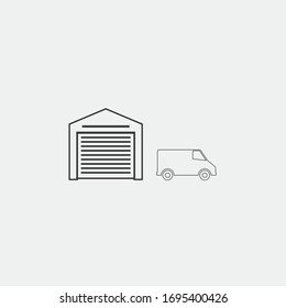 van at warehouse vector icon for transport cargo goods and services