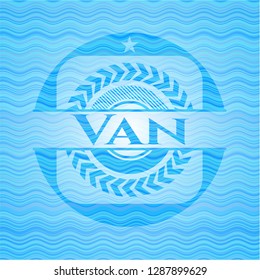 Van water wave concept style badge.