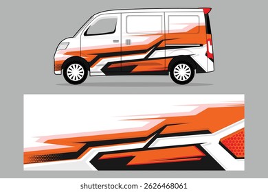 Van wrap design livery vector, decal van car orange