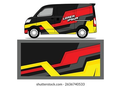 Van wrap design livery vector, decal van car  background template