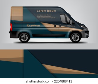 Van Wrap Design diseño moderno llamativo listo para usar. coloque su logotipo. Archivos de pasos imprimibles.