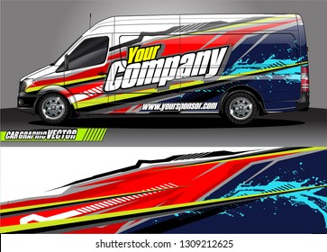 van wrap design. simple lines with abstract background vector concept for car, truck and other vehicle vinyl wrap automotive decal 