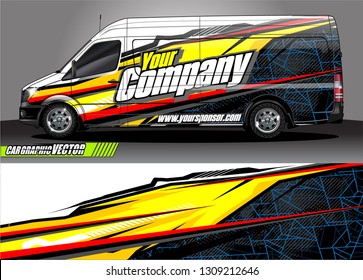 van wrap design. simple lines with abstract background vector concept for car, truck and other vehicle vinyl wrap automotive decal 