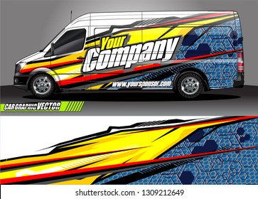 van wrap design. simple lines with abstract background vector concept for car, truck and other vehicle vinyl wrap automotive decal 