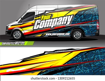 van wrap design. simple lines with abstract background vector concept for car, truck and other vehicle vinyl wrap automotive decal 