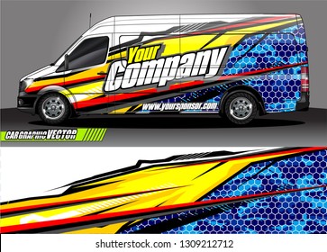 van wrap design. simple lines with abstract background vector concept for car, truck and other vehicle vinyl wrap automotive decal 