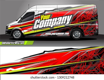 van wrap design. simple lines with abstract background vector concept for car, truck and other vehicle vinyl wrap automotive decal 