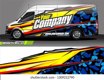 van wrap design. simple lines with abstract background vector concept for car, truck and other vehicle vinyl wrap automotive decal 