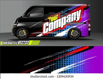 van wrap design. simple lines with abstract background vector concept for vehicle vinyl wrap and automotive decal 