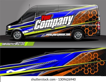 van wrap design. simple lines with abstract background vector concept for vehicle vinyl wrap and automotive decal 
