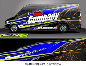 van wrap design. simple lines with abstract background vector concept for vehicle vinyl wrap and automotive decal 
