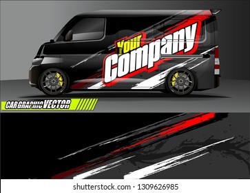 van wrap design. simple lines with abstract background vector concept for vehicle vinyl wrap and automotive decal 
