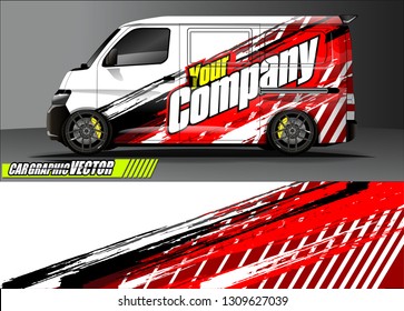 van wrap design. simple lines with abstract background vector concept for vehicle vinyl wrap and automotive decal 
